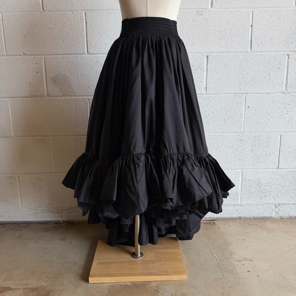 Samuel Dong Full Black Whimsigoth Retro Pirate High-Low Layered Skirt Size Small